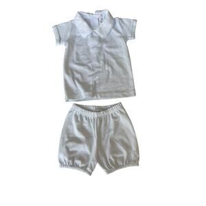 Baby Loren Blue/White Pima Cotton Striped Diaper Cover Set Size 6-9M